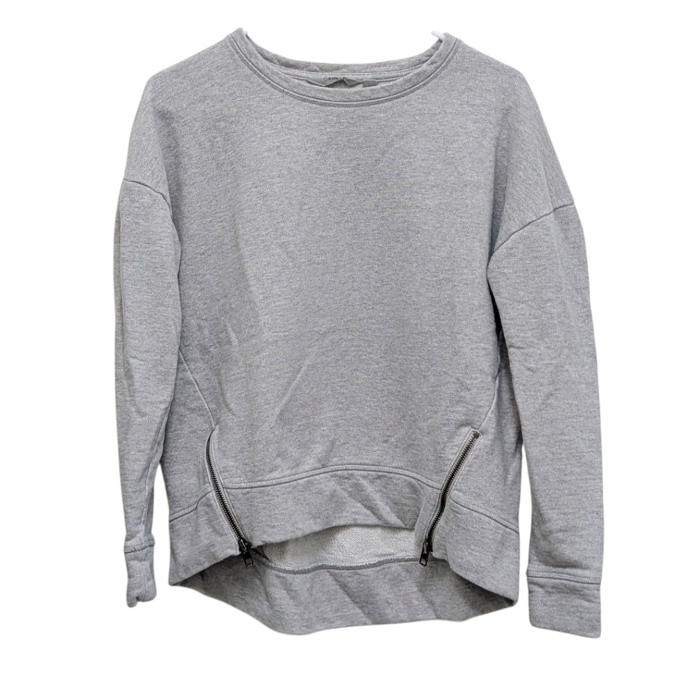 Athleta Cityscape Crewneck Grey Side Zipper Sweatshirt XS - Picture 2 of 6
